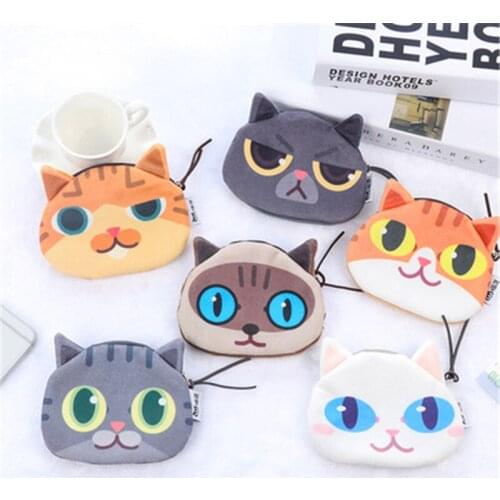 DL Cute cartoon cat Purse Wallet creative meow star animal head coin bag Wholesale price office & school stationery Exquisite