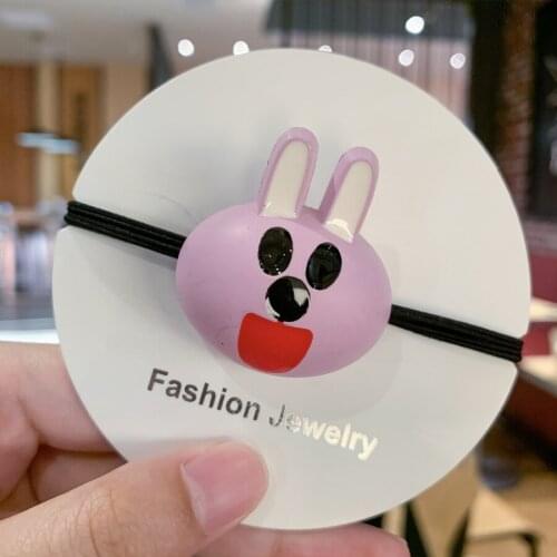 Fashion Hot Selling Lovely Acrylic Cartons Hair Band Protective Hair Rope Women Girls Kids Hair Rings Headpiece Gifts