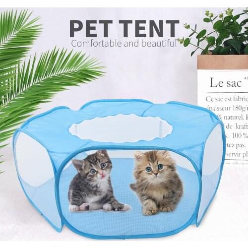 Guinea Pig Cage Pop Open Tent Small Animals Breathable Portable Exercise Fence Pet Playpen Outdoor/Indoor Yard Cage Transparent
