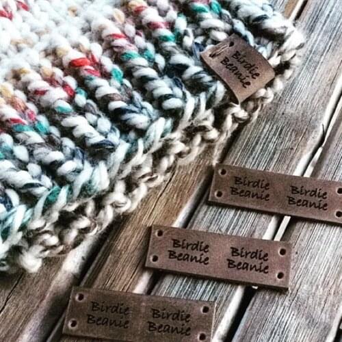 Personalized Center Fold Leather Labels,Leather labels for knitted and crocheted items,leather tags for crochet