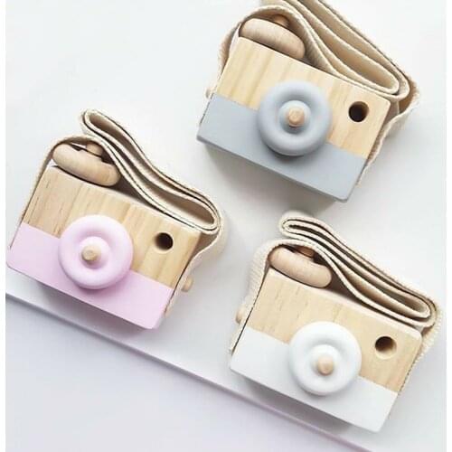 Mini Wooden Camera Children Room Hanging Decor Natural Safe Nursery Toy Photography Toys Furnishing Articles 5Colors
