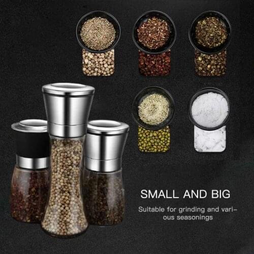 Transparent Stainless Steel Mill Pepper And Salt Grinder Manual Peper Spice Grain Mills Practical Kitchen Tools Baking Supplies