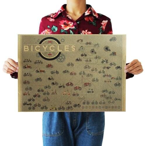 BICYCLES Retro Posters Advertising Nostalgic Old Bar Cafe Decorative Painting Vintage Wall Sticker 51.5x36cm