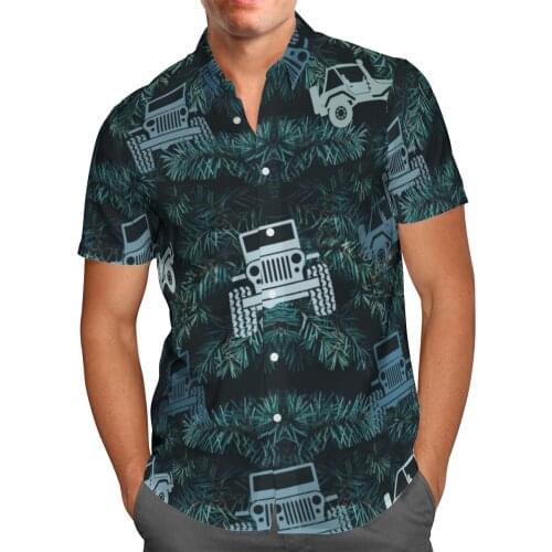 Love Car Print Short Sleeve Shirts For Men Loose Cardigan Button Shirt Plus Size Hawaiian Style Summer 2021 Ventilated Shirt-40