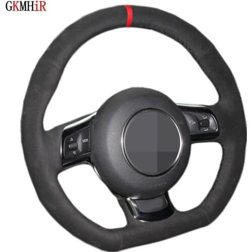 Hand-stitched Soft Black Suede Car Steering Wheel Cover For Audi A3 S3 (8P) Sportback 2008-2012 R8 (42) TT TTS (8J) 2006-2014