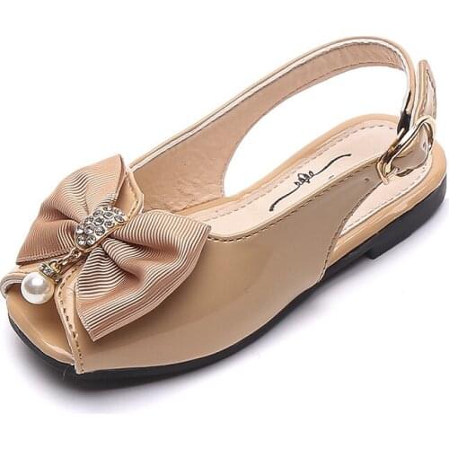 Girls Sandals Fashion Chic Childrens Beach Shoes Toddlers Little Kids Sandals with Bow-knot Rhinestone Fish Mouth Princess 2021