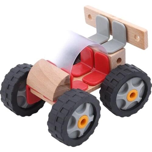 Assembly Wooden Disassembly Cartoon Car Kids Child Toys Mini Car Model Educational Toys Vehicle Classic Construction Set