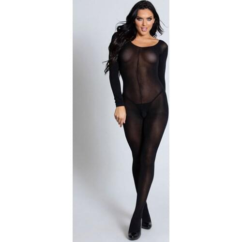 Plus Size Lover Sexy Open Crotch One-Piece Netsuit Perspective Mesh Erotic Apparel Seductively Flexible Intimates Adults Cosplay