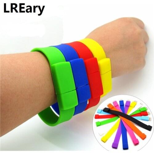 Silicone Bracelet Wrist Band USB Flash Drive 4GB 8GB 16GB 32GB USB 2.0 Pen Drive Stick U Disk Pendrives 100% real capacity