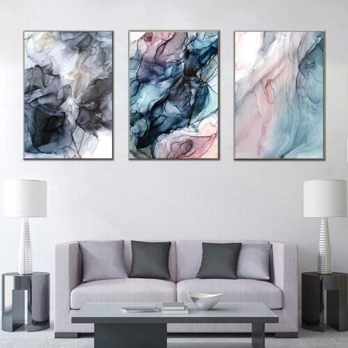 Scandinavian Nordic Colorful Ink Abstract Wall Art Canvas Poster and Print Modern Artwork Picture Home Room Interior Decoration