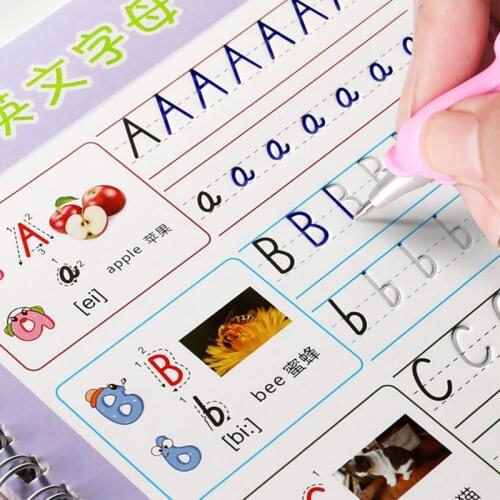3D 26 English Reusable Groove Calligraphy Copybook Erasable pen Learn English Adults Art writing books School&Office supplise