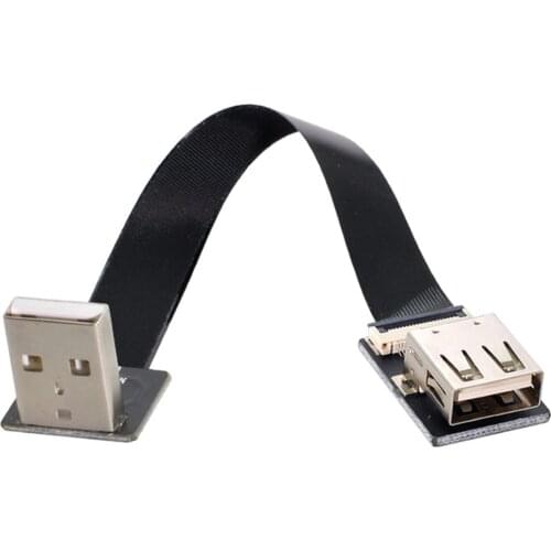ChenYang Type-A USB 2.0 Male to Female Extension Data Flat Slim FPC Cable Down Angled for FPV & Disk & Scanner & Printer