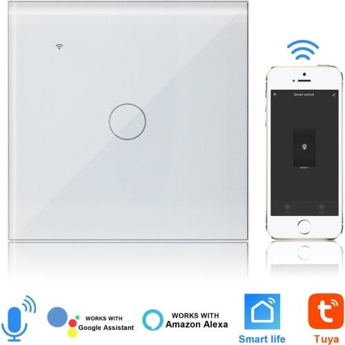 Smart WIFI Touch Screen Switch Light Neutral Wire Voice Control Works With Google Home Tuya Smart Life 110V 220V For Android/IOS