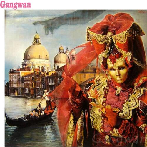 Venetian carnival mask bride picture 5D Full Square DIY Diamond Painting kits Diamond Embroidery Cross Stitch mosaic Decorative
