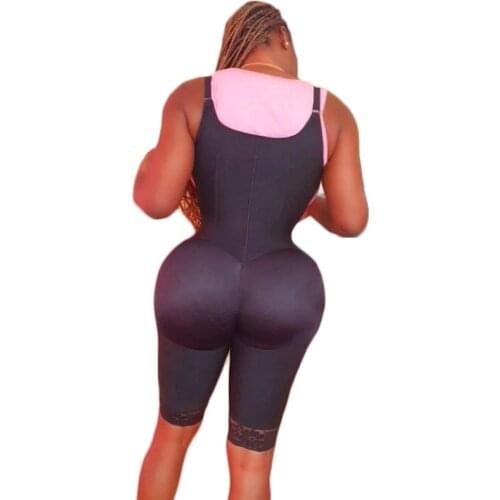 High Double Compression Tummy Control Shapewear Slimming Fajas Lace Body Shaper