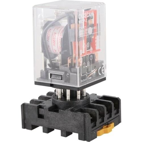 WSFS Hot MK2P-I Clear Shell DPDT AC220V Coil Power Relay Socket Base