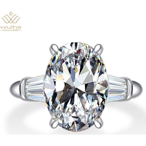 Wuiha Classic 100% 925 Sterling Silver Citrine Gemstone Birthstone Wedding Engagement Diamonds Ring Fine Jewelry Wholesale