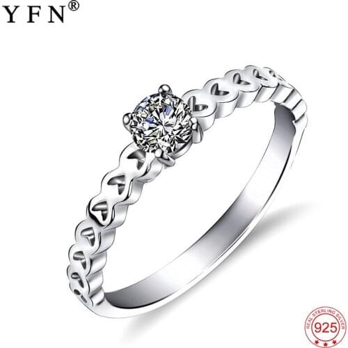 Rings For Women Genuine 925 Sterling Silver Heart Rings Fashion Jewelery Aneis CZ Accessories Wedding Gifts Lovers GNJ0562