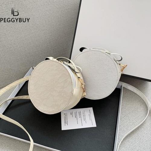 Women Shoulder Bags Mini Purse Handbags Womens Fashion Lace Fresh Handbag Crossbody Bag Solid Color Small Round Bag Clutch