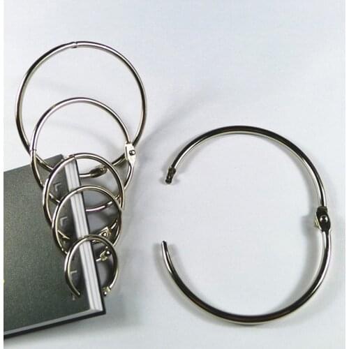 10Pcs/Lot 20-80mm Metal Loose Leaf Book Binder Hinged Rings Keychain Album Ring Scrapbook Binders Craft Photo Album Circle Clips