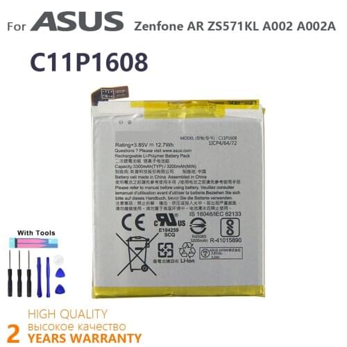 100% Original 3300mAh C11P1608 Battery For ASUS Zenfone AR ZS571KL A002 A002A High quality Batteries Batteria With Tools