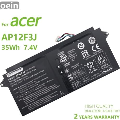 100% Original AP12F3J Laptop Battery For ACER Aspire S7 Ultrabook Series S7-391 S7-391-53334G12AWS 7.4V 35Wh 4680mAh