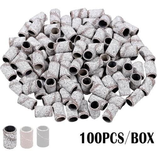 100PCS 120# Sanding Bands Electric Nail Drill Machine Tools Grinding Medium Sand Ring Drill Bits Accessory For Manicure Set Kit