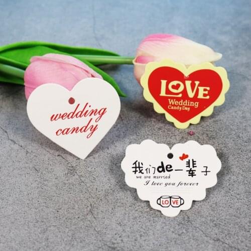 100pcs Heart Gift Paper Tags Love Candy Baking Cookie Decoration Tags Gift Paper Box Heart Tag Label Wedding Party Decoration