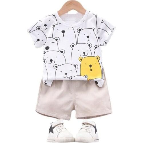 Summer Kids Cartoon Clothes Children Boys Girls Fashion T Shirt Shorts 2Pcs/sets Baby Infant Clothing Toddler Cotton Sportswear