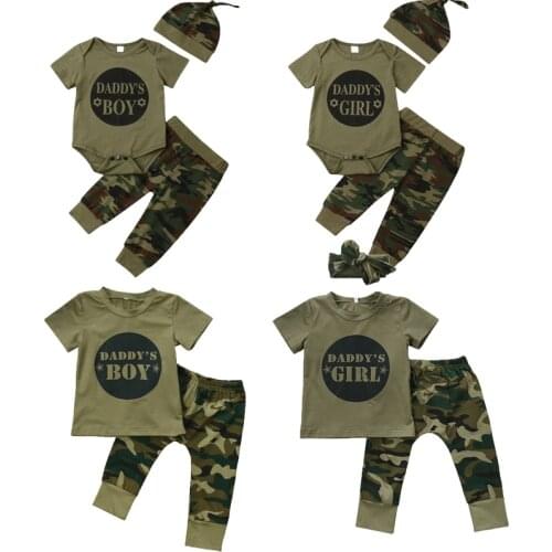 2019 New Camouflage Baby Clothes Sets Boy Girl Short Sleeve T-shirt Tops+Pant Outfit Toddler Kids Clothing Set 0-24M