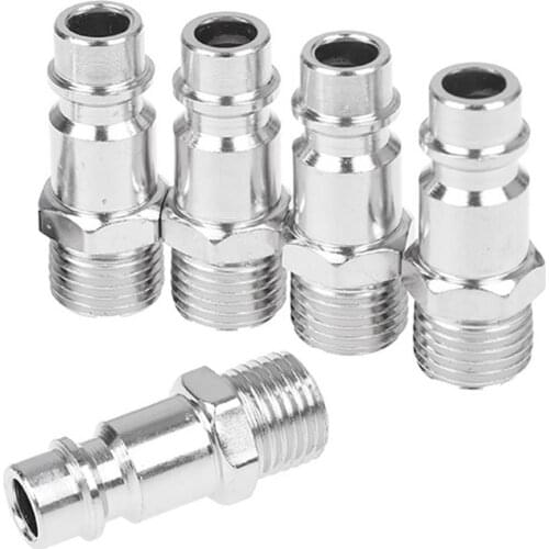 5pcs 1/4" V-Style Copper Iron European Form Coupling Quick Air Line Hose Fitting Quick Release Air Compressor Connector 33*11mm