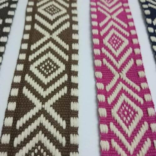 5yards/lot Cotton Ribbon 3cm/4cm width Tank Square Garment Webbing Ethnic Jacquard Ribbon Retro Customs Embroidered Webbing
