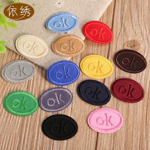 50pcs/Lot Embroidery Decoration Accessories Multicolor Ok Diy Iron Heat Transfer Applique Letter Patches for Clothing