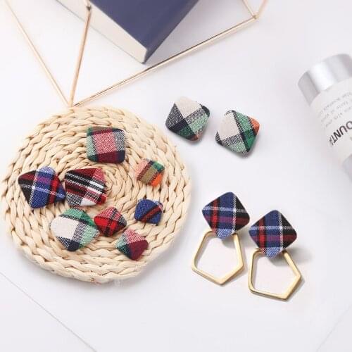 50pcs/lot handmade color geometry square shape flatback Cloth buckle diy jewelry earring/garment accessory
