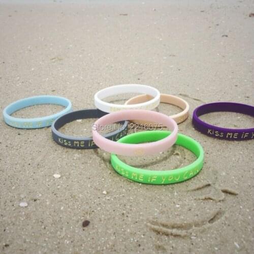 500pcs KISS ME IF YOU CAN silicone wristband rubber bracelets free shipping by DHL express