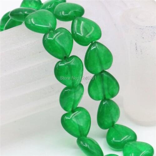 12mm Accessories Green Malay Chalcedony Loose Beads Heart Stone Crafts DIY 15inch Jewelry Making Design Gems Wholesale Gifts