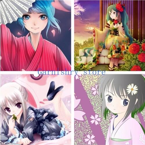 5D Diamond Painting Anime Cross Stitch Kits Mosaic Art Girl In Kimono Diamond Embroidery Full Diy Home Decor New Year Gift