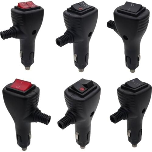 12V 24V Car Male Cigarette Lighter Plug Connector With Dual Switch Cigar Lighter Plug Auto Interior Part