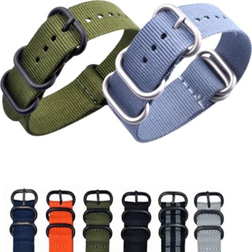 BUMVOR 20mm 22mm 24mm 5 Ring Nylon Watch Band Strap Men Watch Band Solid color Zulu Nylon Black Red Orange Watch Band Straps