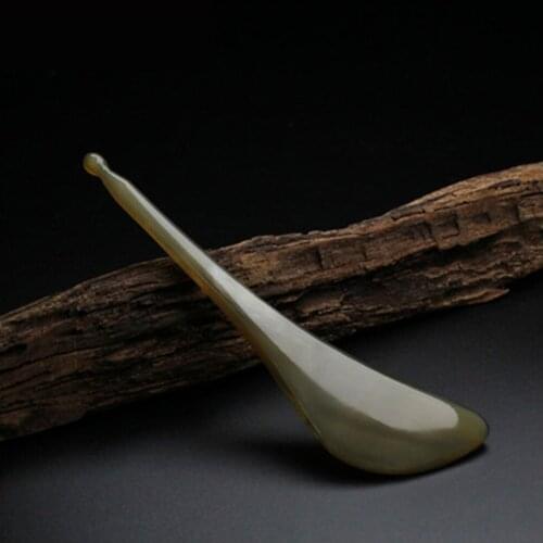 One Piece Spoon Shape Brown Buffalo Head Horn Scalp Head Massager For Body Care Relaxing Head