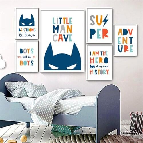 Nursery Cartoon Masked Lightning Canvas Painting Cartoon Child Wall Art Print Poster Nordic Picture Kids Boy Bedroom Decor