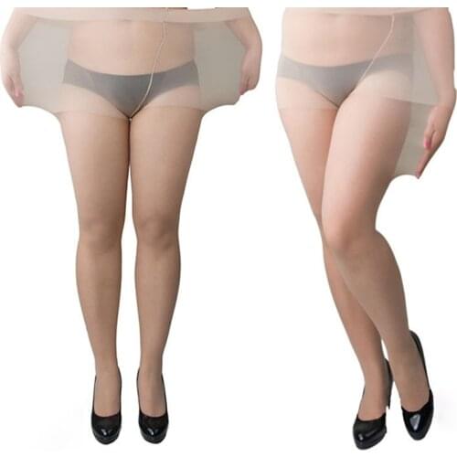 2 Size Ultra-thin Large Size Pantyhose Women Plus Size Tights Solid Color Breathable Sexy Super Elastic Big Nylon Black Hosiery