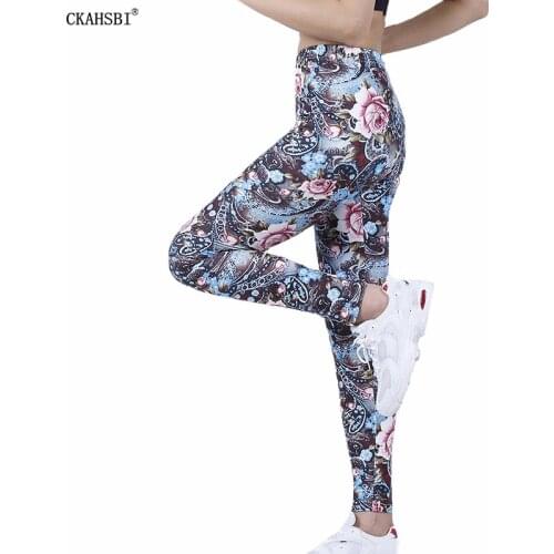 CKAHSBI Floral Printed Legging Yoga Pants Women Skinny Fitness Soft Trousers Casual Elastic Workout Legins Summer New Design