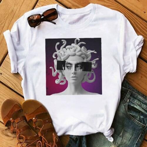 Summer new T-shirt Harajuku Vogue womens T-shirt Medusa printed T-shirt casual short-sleeved aesthetic T-shirt womens T-shirt