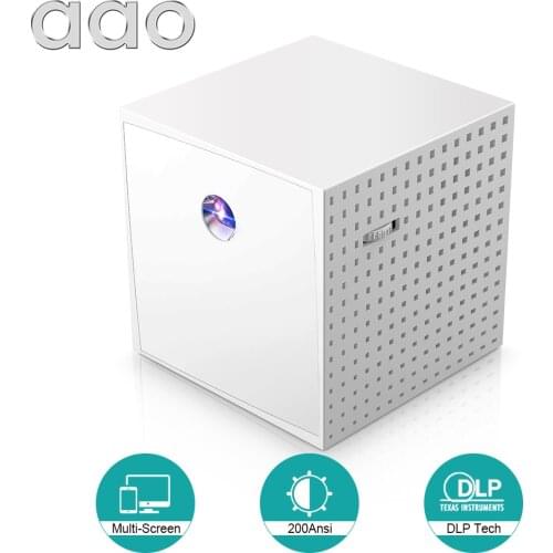 AAO DLP S201 Mini Projector Smartphone Screen Mirroring Multiscreen Beamer For 1080P 3D Vedio Children Students Learning Machine