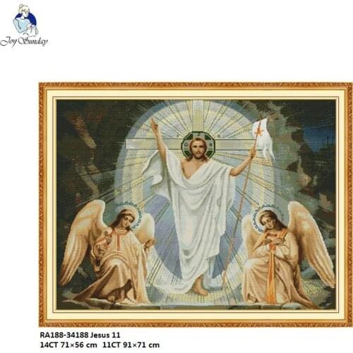 Joy Sunday Jesus 11 Patterns DIY Hand Cross Stitch Kits Printed Canvas DMC Counted Cross-stitch Embroidery Needlework Home Decor
