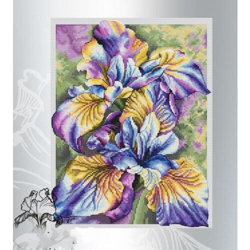 Watercolor painting Iris 32-38 Counted Cross Stitch 11CT 14CT 18CT DIY Cross Stitch Kits Embroidery Needlework Sets