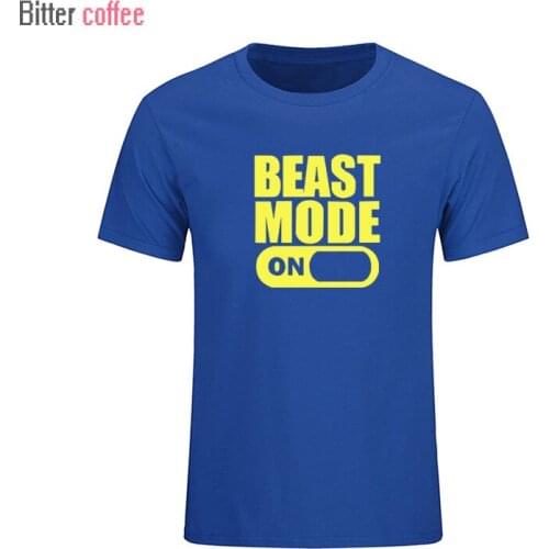 2021 Summer NEW BEAST MODE ON WEIGHTLIFTING Motivation T-shirt Men Crewneck Short Sleeve Men Tops & Tees Euro Size