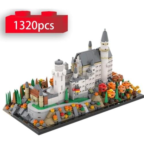 New Swan Stone Castle Model Building Blocks With Flower Magic Castle Constructions Bricks DIY Toys for Children Gifts MOC-46237
