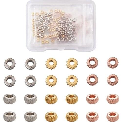 Pandahall 1 Set Brass Spacer Beads Metal Beads Flat Round Mixed Color for Jewelry Making DIY Bracelet Necklace Handmade Craft
